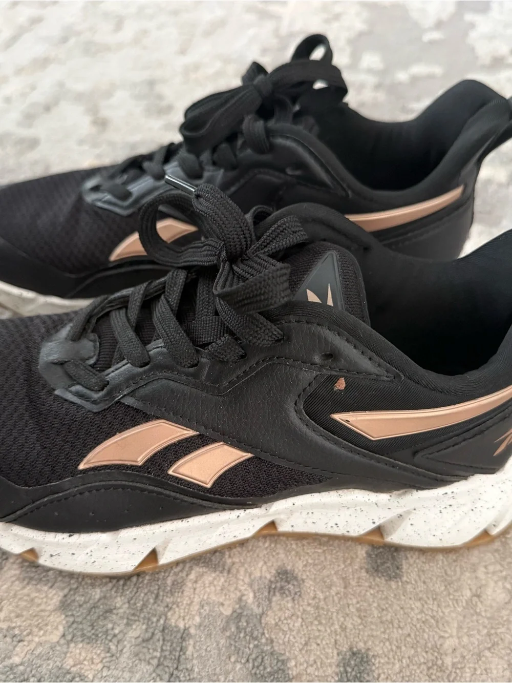 Reebok Black and Rose Gold Women's Sneakers